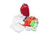 CHILDREN CLOTHING KIT | Duffel bag style rucksack with basic clothing items for a child: tracksuit, sweatshirt, underwear, socks, trainers…